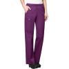 WonderWink WORK Women’s Scrubs V-Neck Chest Pocket Top & Pull On Cargo Pant Set + Badge Reel(Eggplant)