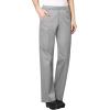 WonderWink WORK Women’s Scrubs V-Neck Chest Pocket Top & Pull On Cargo Pant Set + Badge Reel(Grey)