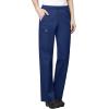 WonderWink WORK Women’s Scrubs V-Neck Chest Pocket Top & Pull On Cargo Pant Set + Badge Reel(Navy)