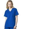 WonderWink WORK Women’s Scrubs V-Neck Chest Pocket Top & Pull On Cargo Pant Set + Badge Reel(Royal)