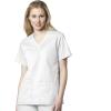 WonderWink WORK Women’s Scrubs V-Neck Chest Pocket Top & Pull On Cargo Pant Set + Badge Reel(White)