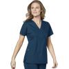 WonderWink Work Women’s Wrap Top & Scrub Skirt Set + Badge Reel(Caribbean)