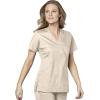 WonderWink Work Women’s Wrap Top & Scrub Skirt Set + Badge Reel(Khaki)