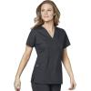 WonderWink Work Women’s Wrap Top & Scrub Skirt Set + Badge Reel(Pewter)