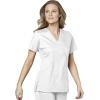WonderWink Work Women’s Wrap Top & Scrub Skirt Set + Badge Reel(White)
