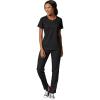 WonderWink PRO Women’s 4 Pocket Notch Neck Top & Knit Waist Cargo Pant Scrub Set + Badge Reel(Black)