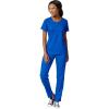WonderWink PRO Women’s 4 Pocket Notch Neck Top & Knit Waist Cargo Pant Scrub Set + Badge Reel(Royal)