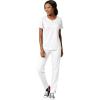 WonderWink PRO Women’s 4 Pocket Notch Neck Top & Knit Waist Cargo Pant Scrub Set + Badge Reel(White)