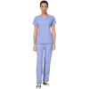WonderWink W123 Women’s Mock Wrap Top & Flat Front Double Cargo Pant Scrub Set + Badge Reel(Ceil Blue)