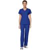 WonderWink W123 Women’s Mock Wrap Top & Flat Front Double Cargo Pant Scrub Set + Badge Reel(Galaxy Blue)