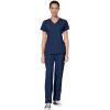 WonderWink W123 Women’s Mock Wrap Top & Flat Front Double Cargo Pant Scrub Set + Badge Reel(Navy)