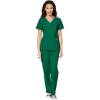 WonderWink W123 Women’s Stylized V-neck Top & Flat Front Double Cargo Pant Scrub Set + Badge Reel(Hunter)
