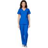 WonderWink W123 Women’s Stylized V-neck Top & Flat Front Double Cargo Pant Scrub Set + Badge Reel(Royal)