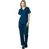 WonderWink WORK Women’s Scrubs V-Neck Chest Pocket Top & Pull On Cargo Pant Set + Badge Reel(Caribbean Blue)