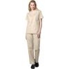 WonderWink WORK Women’s Scrubs V-Neck Chest Pocket Top & Pull On Cargo Pant Set + Badge Reel(Khaki)