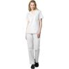 WonderWink WORK Women’s Scrubs V-Neck Chest Pocket Top & Pull On Cargo Pant Set + Badge Reel(White)