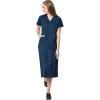 WonderWink Work Women’s Wrap Top & Scrub Skirt Set + Badge Reel(Caribbean)