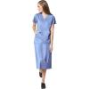 WonderWink Work Women’s Wrap Top & Scrub Skirt Set + Badge Reel(Ceil Blue)
