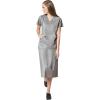 WonderWink Work Women’s Wrap Top & Scrub Skirt Set + Badge Reel(Grey)
