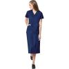 WonderWink Work Women’s Wrap Top & Scrub Skirt Set + Badge Reel(Navy)