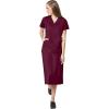 WonderWink Work Women’s Wrap Top & Scrub Skirt Set + Badge Reel(Wine)
