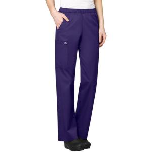 WINK WonderWORK Scrubs for Women, Pull-On Cargo Scrub Pants(Grape)