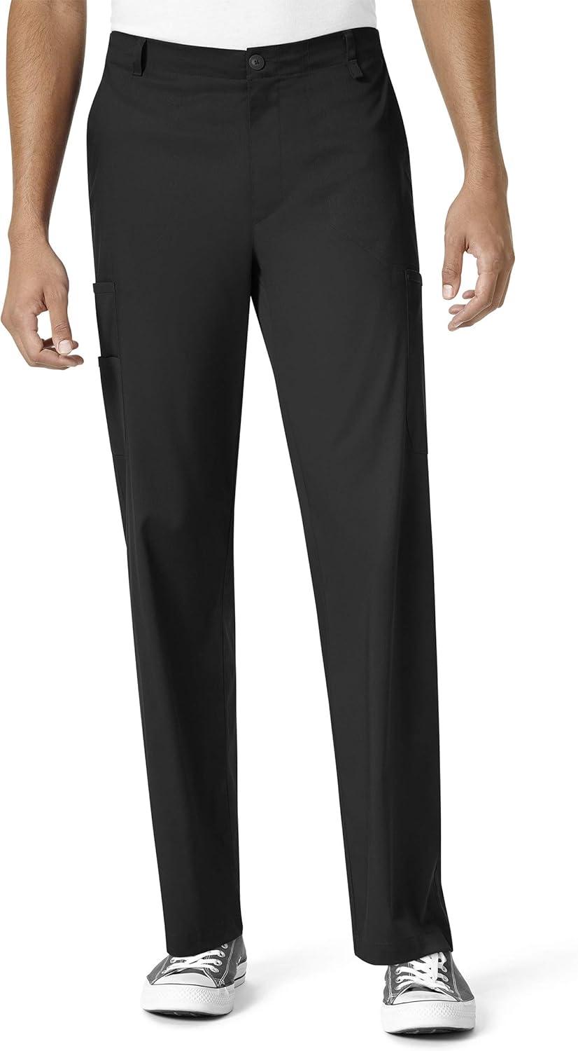 imageWonderWink PRO Mens VNeck Top amp Straight Leg Cargo Pant Scrub Set Badge ReelBlack
