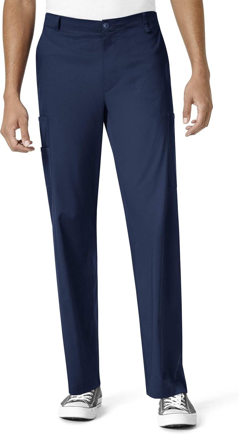imageWonderWink PRO Mens VNeck Top amp Straight Leg Cargo Pant Scrub Set Badge ReelNavy