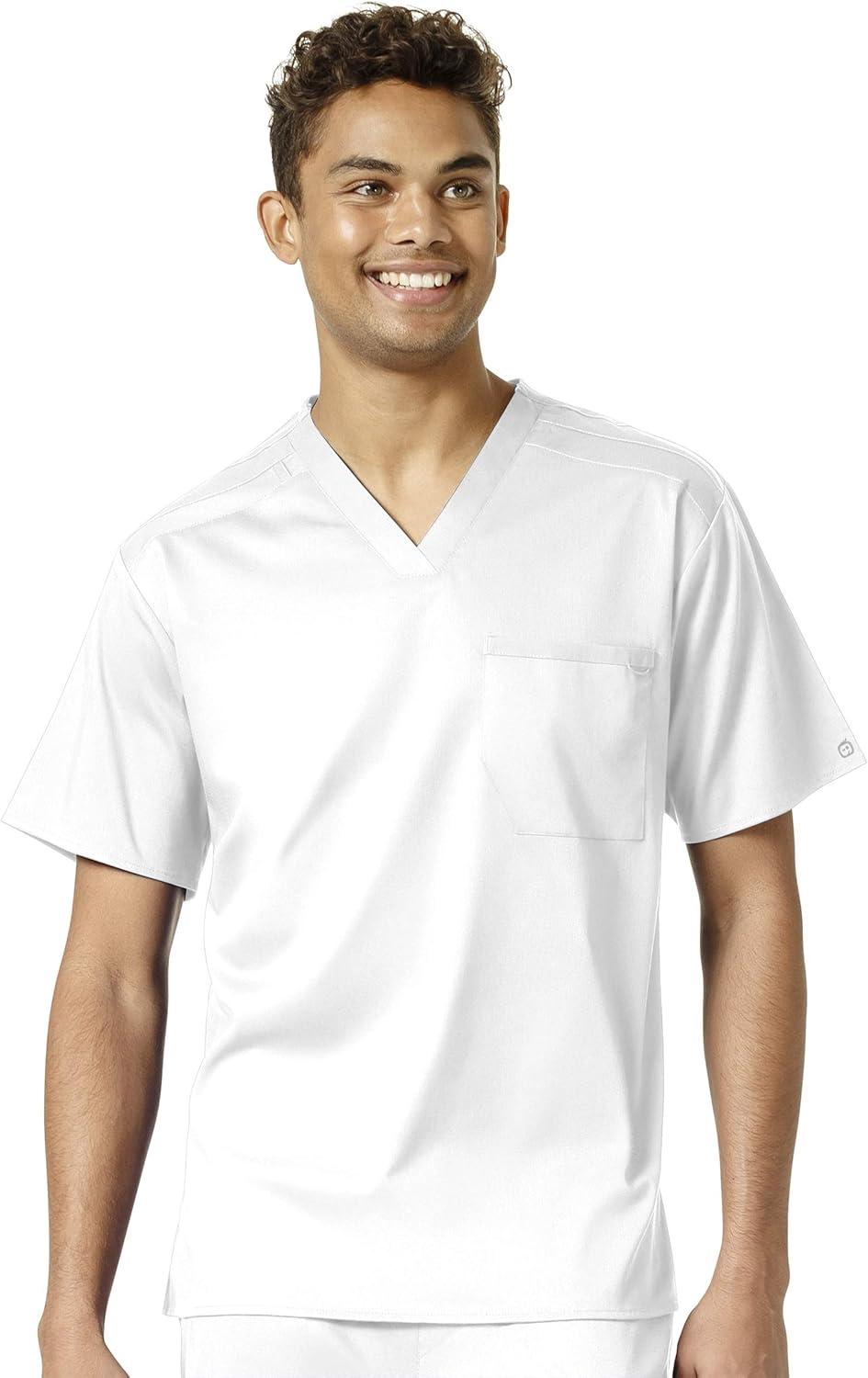 imageWonderWink PRO Mens VNeck Top amp Straight Leg Cargo Pant Scrub Set Badge ReelWhite