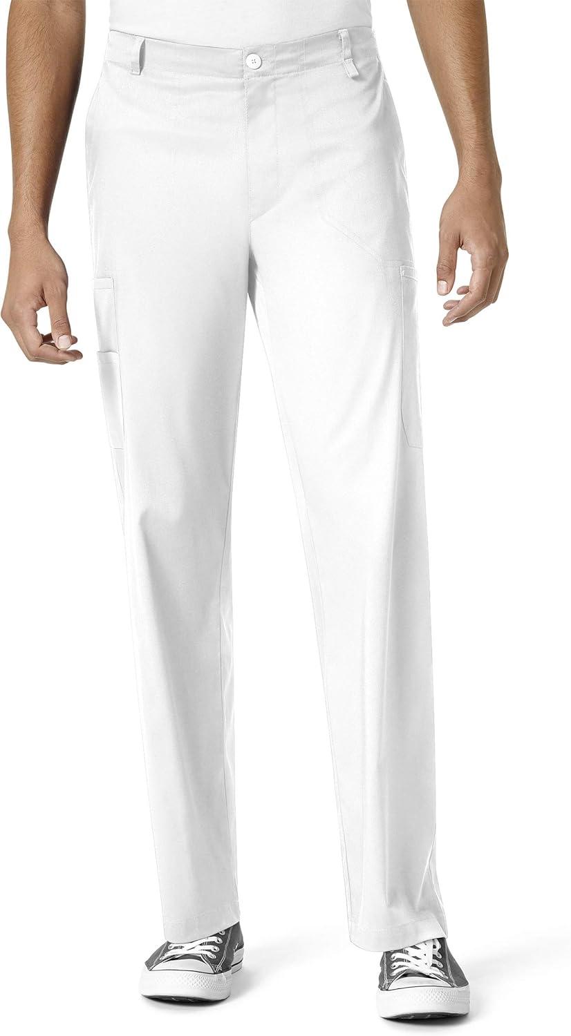 imageWonderWink PRO Mens VNeck Top amp Straight Leg Cargo Pant Scrub Set Badge ReelWhite