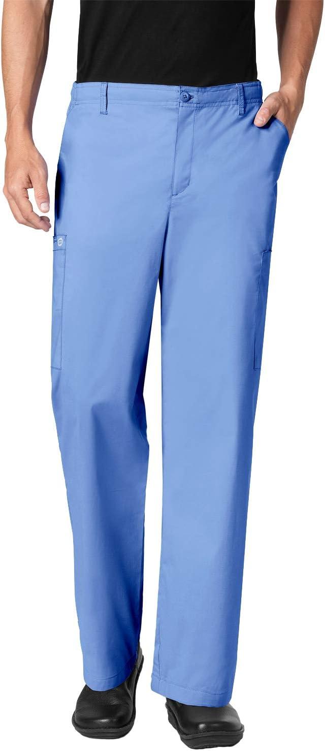 imageWonderWork Mens Vneck MultiPocket Top amp Mens Cargo Pant Scrub Set Badge ReelCeil Blue