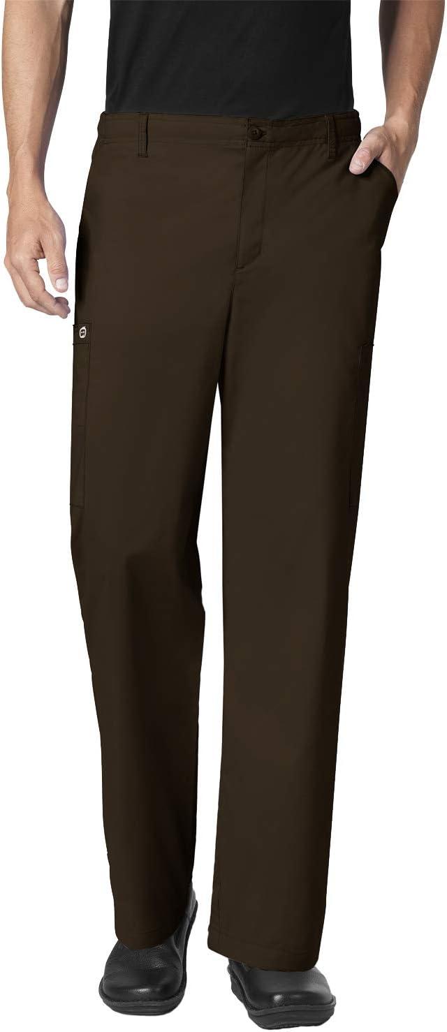 imageWonderWork Mens Vneck MultiPocket Top amp Mens Cargo Pant Scrub Set Badge ReelChocolate