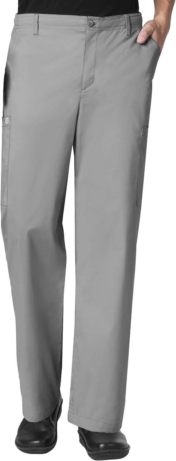 imageWonderWork Mens Vneck MultiPocket Top amp Mens Cargo Pant Scrub Set Badge ReelGrey