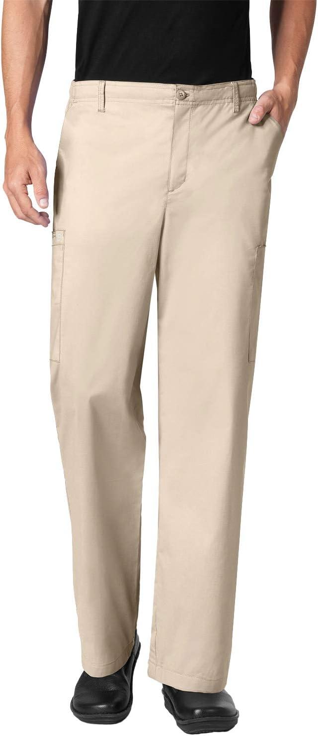 imageWonderWork Mens Vneck MultiPocket Top amp Mens Cargo Pant Scrub Set Badge ReelKhaki