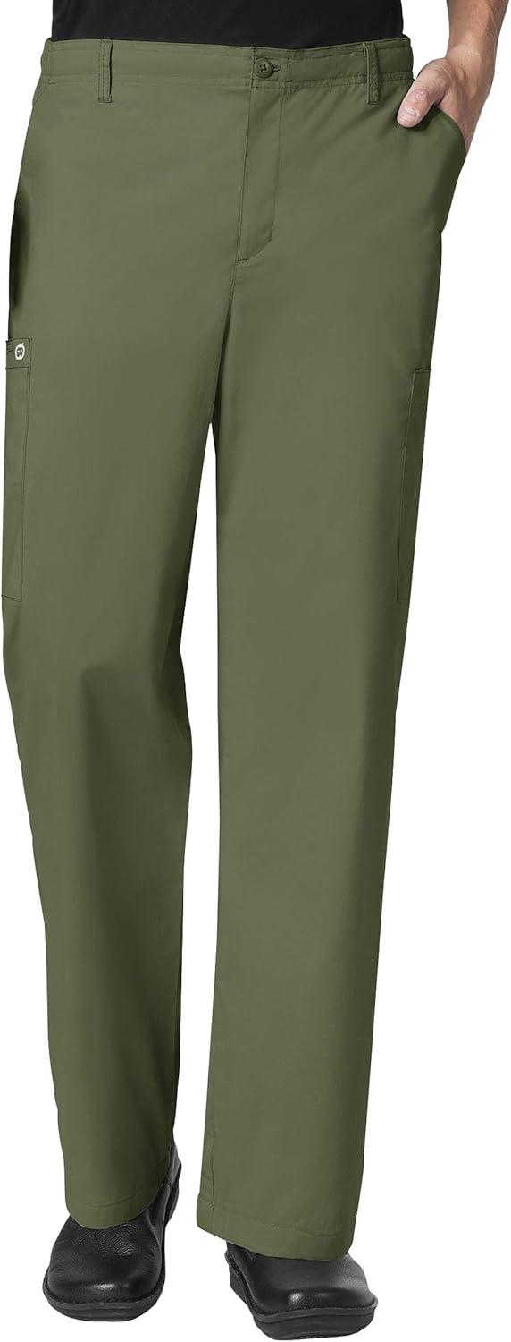 imageWonderWork Mens Vneck MultiPocket Top amp Mens Cargo Pant Scrub Set Badge ReelOlive