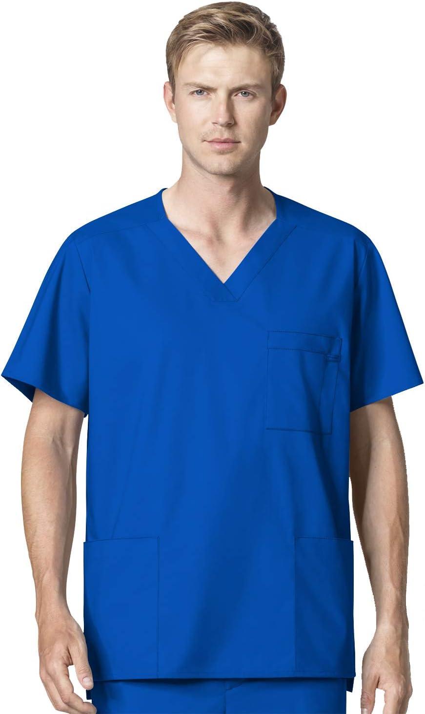 imageWonderWork Mens Vneck MultiPocket Top amp Mens Cargo Pant Scrub Set Badge ReelRoyal
