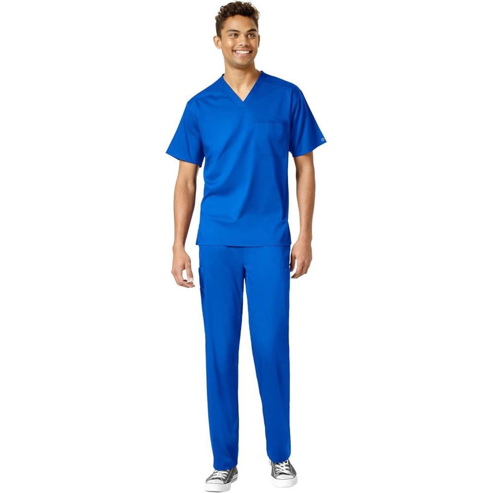 imageWonderWink PRO Mens VNeck Top amp Straight Leg Cargo Pant Scrub Set Badge ReelRoyal
