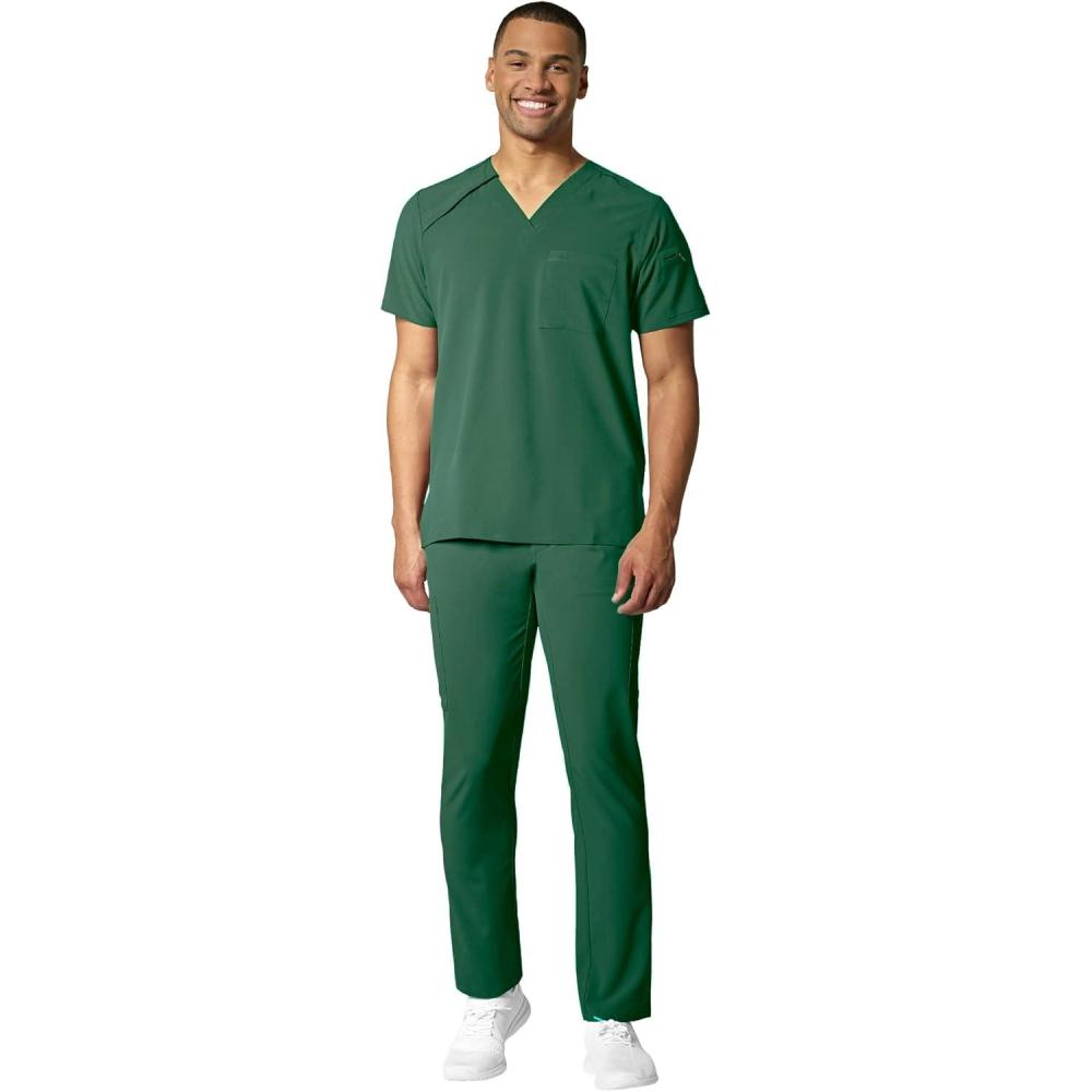 imageWonderWink RENEW Mens EZ Zip Top amp Mens Straight Slim Leg Cargo Pant Scrub Set Badge ReelHunter