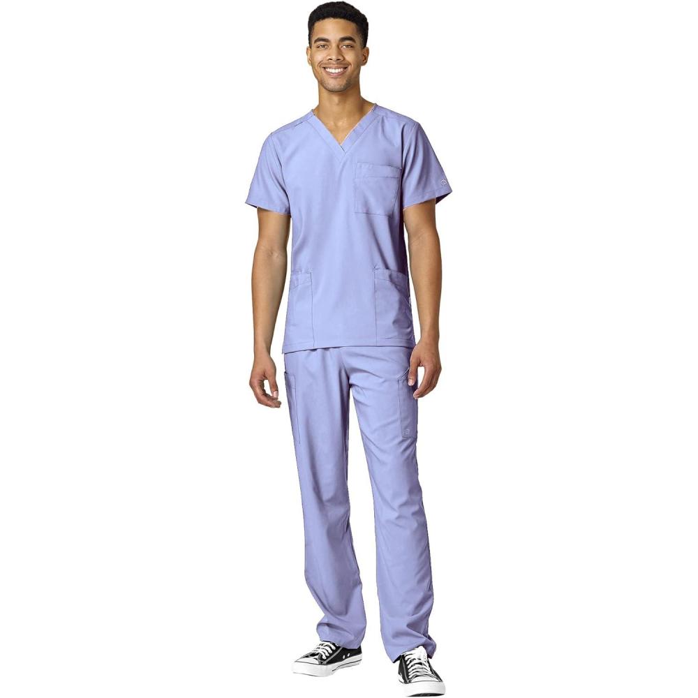 imageWonderWink W123 Unisex 4Pocket Utility Top amp Unisex Multicargo pant Scrub Set  Badge ReelCeil Blue