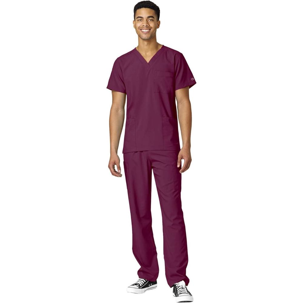 imageWonderWink W123 Unisex 4Pocket Utility Top amp Unisex Multicargo pant Scrub Set Badge ReelWine