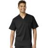 WonderWink PRO Men’s V-Neck Top & Straight Leg Cargo Pant Scrub Set + Badge Reel(Black)