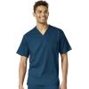 WonderWink PRO Men’s V-Neck Top & Straight Leg Cargo Pant Scrub Set + Badge Reel(Caribbean Blue)
