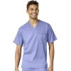 WonderWink PRO Men’s V-Neck Top & Straight Leg Cargo Pant Scrub Set + Badge Reel(Ceil Blue)