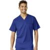 WonderWink PRO Men’s V-Neck Top & Straight Leg Cargo Pant Scrub Set + Badge Reel(Galaxy Blue)