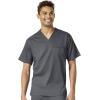 WonderWink PRO Men’s V-Neck Top & Straight Leg Cargo Pant Scrub Set + Badge Reel(Pewter)