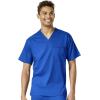 WonderWink PRO Men’s V-Neck Top & Straight Leg Cargo Pant Scrub Set + Badge Reel(Royal)