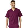 WonderWink PRO Men’s V-Neck Top & Straight Leg Cargo Pant Scrub Set + Badge Reel(Wine)
