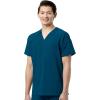 WonderWink RENEW Men’s EZ Zip Top & Men’s Straight Slim Leg Cargo Pant Scrub Set + Badge Reel(Caribbean)