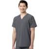 WonderWink RENEW Men’s EZ Zip Top & Men’s Straight Slim Leg Cargo Pant Scrub Set + Badge Reel(Pewter)