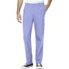 WonderWink W123 Men’s V-Neck Top & Flat Front Cargo Pocket Pant Scrub Set + Badge Reel(Ceil Blue)